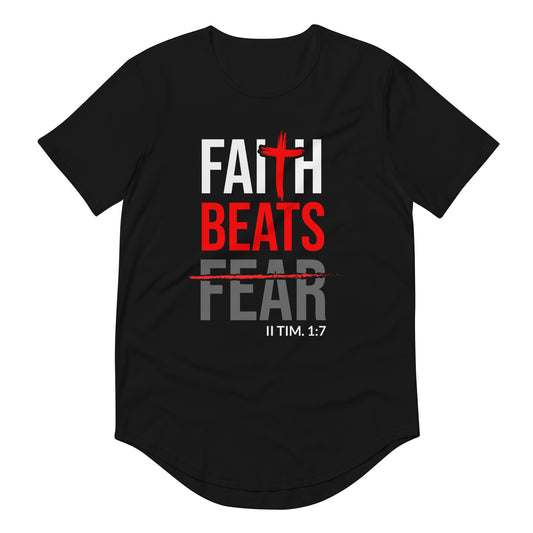 Faith Beats Fear Men's Curved Hem T-Shirt