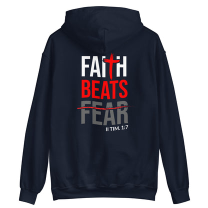 Faith Beats Fear Unisex Hoodie- Blue