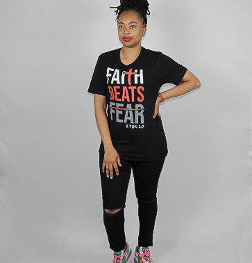 Faith Beats Fear Unisex t-shirt Black