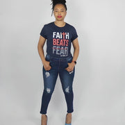 Faith Beats Fear Unisex t-shirt Navy Blue