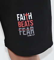 Faith Beats Fear Unisex fleece shorts Black
