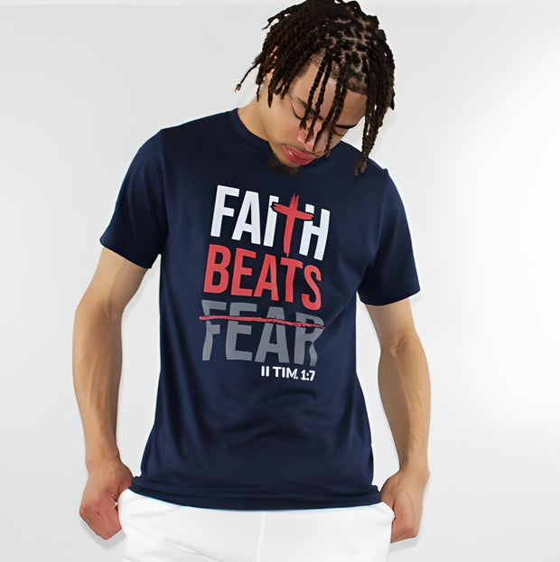 Faith Beats Fear Unisex t-shirt Navy Blue