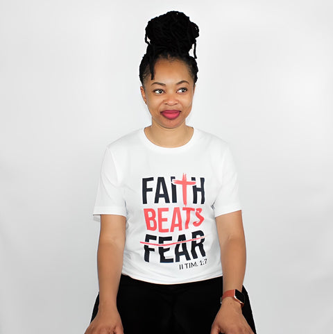 Faith Beats Fear Unisex t-shirt White
