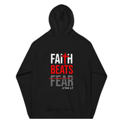 Faith Beats Fear Unisex eco raglan hoodie-Black